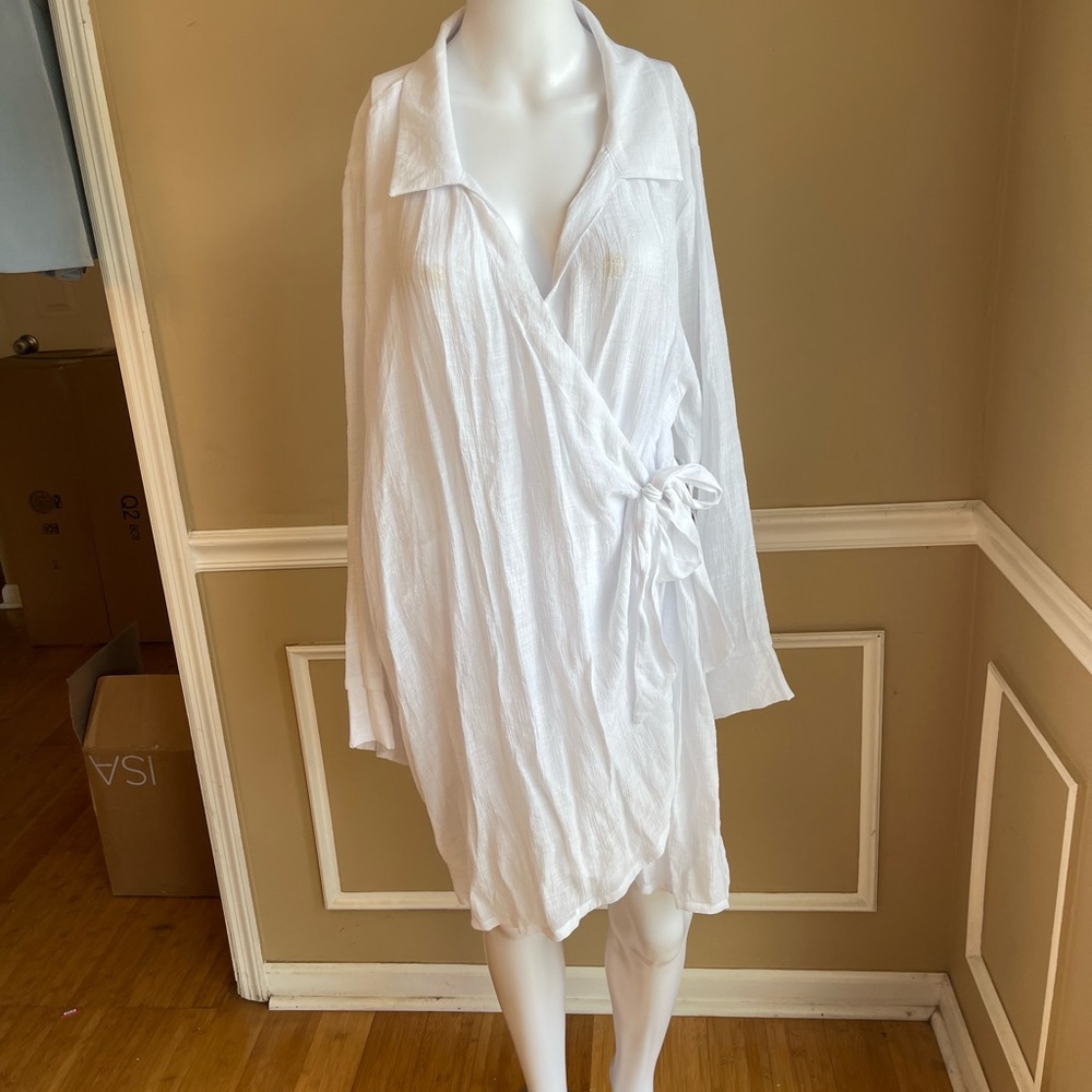 Time and Tru White Swim Coverup